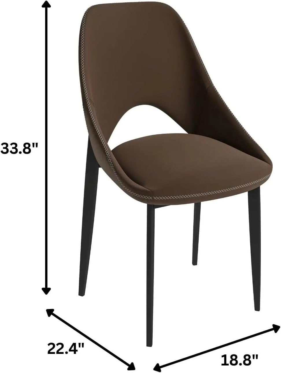 LeisureMod Amalfi Upholstered Fabric Dining Chair – Modern Side Chair with Iron Legs, Mid-Century