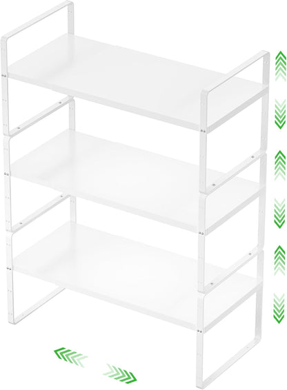 Expandable Cabinet Storage Shelf Stackable Organizer Rack for Kitchen Bathroom Pantry Spice