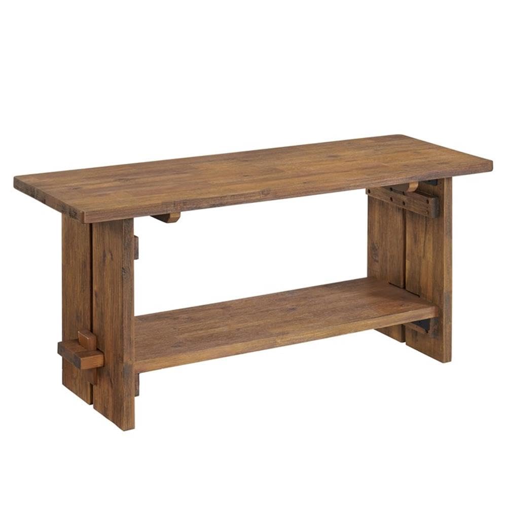 Alaterre Bethel Rustic Solid Wood Bench & Wall Mounted Coat Rack, Natural