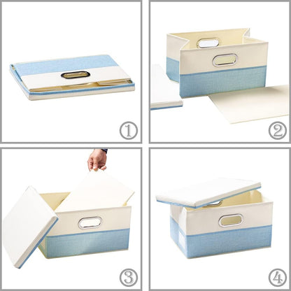 PRANDOM Large Foldable Storage Boxes with Lids [3-Pack] Fabric Collapsible Storage Bins Organizer