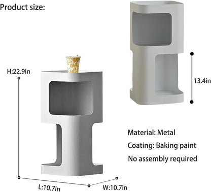 Modern Side Table,Small end Table for Small Spaces,Metal nightstand with Storage Shelf,Space-Saving