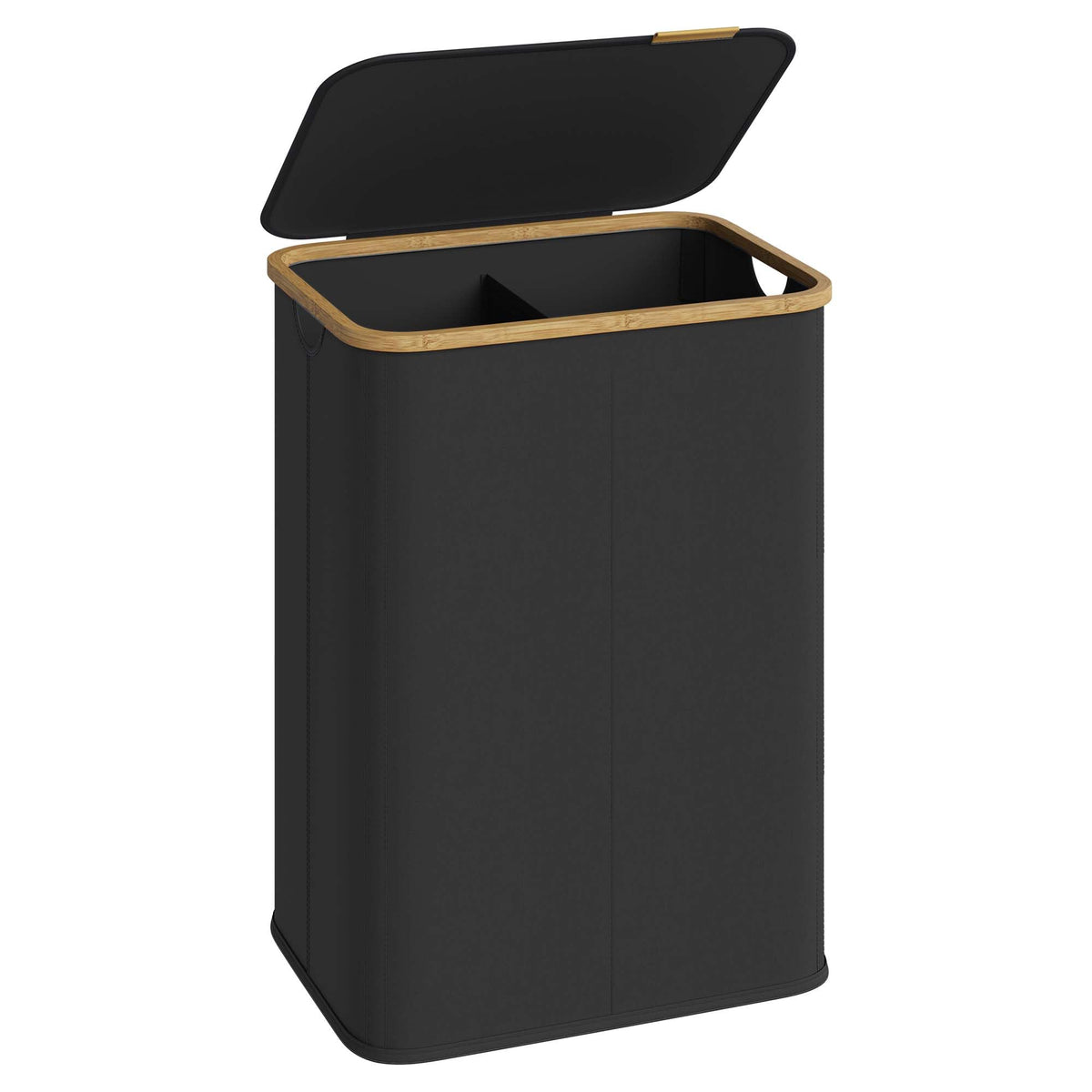 SONGMICS Laundry Hamper, Laundry Basket with Lid, Foldable Storage Basket, Bamboo Frame, for