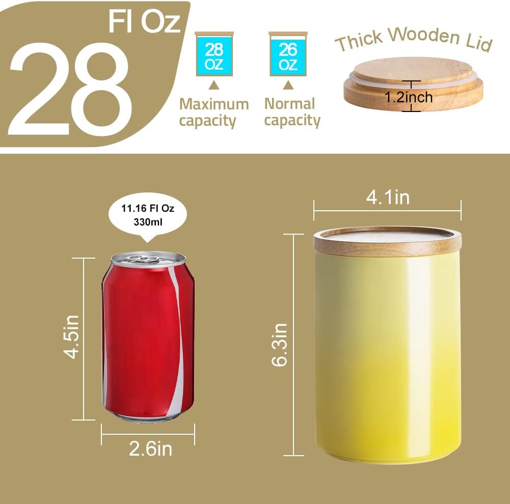 Sweejar Ceramic Food Storage Jar, Stackable Kitchen Canisters, Containers with Airtight Seal Wooden