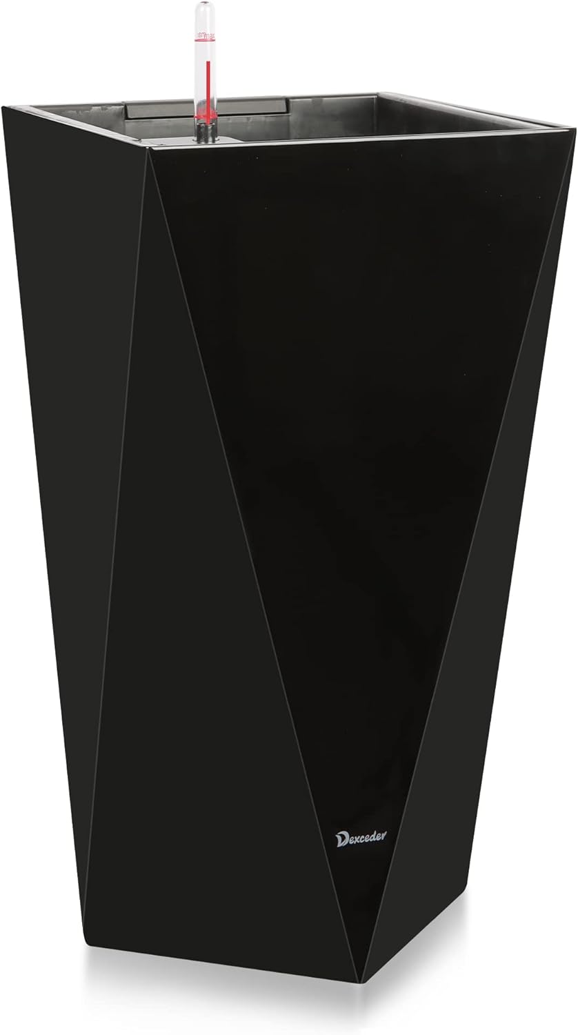 Dexceder 24 Inches Tall Self Watering Planter Diamond High Gloss Indoor Outdoor, Thickened Rhombus