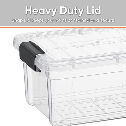 Superio Clear Storage Boxes with Lids, 3.4 Quart Plastic Container Bins for Organizing, Stackable