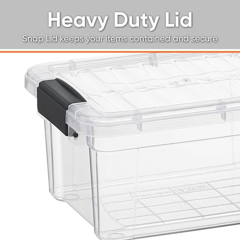 Superio Clear Storage Boxes with Lids, 3.5 Quart Plastic Container Bins for Organizing, Stackable