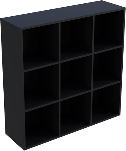 9-Cube Storage Shelf Bookcase - Wooden 3-Tier Free Standing Open Bookshelf for Home and Office