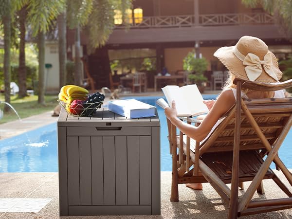 YITAHOME 30 Gallon Deck Box Outdoor Storage Box, Waterproof Resin Package Delivery and Storage Box