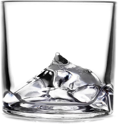 Mount Everest Heavy Crystal Whiskey Glasses Gift Set of 4, Thick Freezable Bourbon Glass 1lb Each