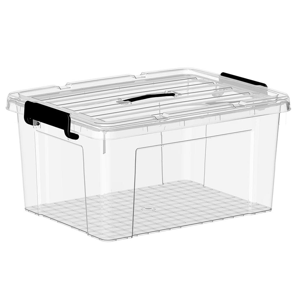 Cetomo Lidded Storage Bin with Handle, Storage Bins with Lid, Organizing Container with Secure