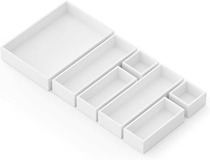 SpaceAid 7-Piece Bamboo Drawer Organizer Storage Boxes Set, Wood Tray Junk Drawer Organizers
