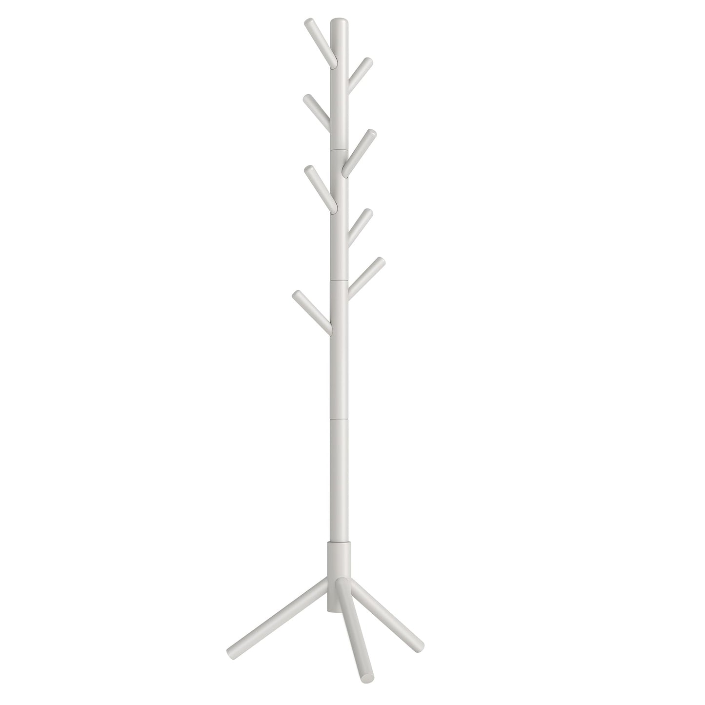 VASAGLE Solid Wood Coat Rack, Free Standing Tree-Shaped Coat Rack with 8 Hooks, 3 Height Options