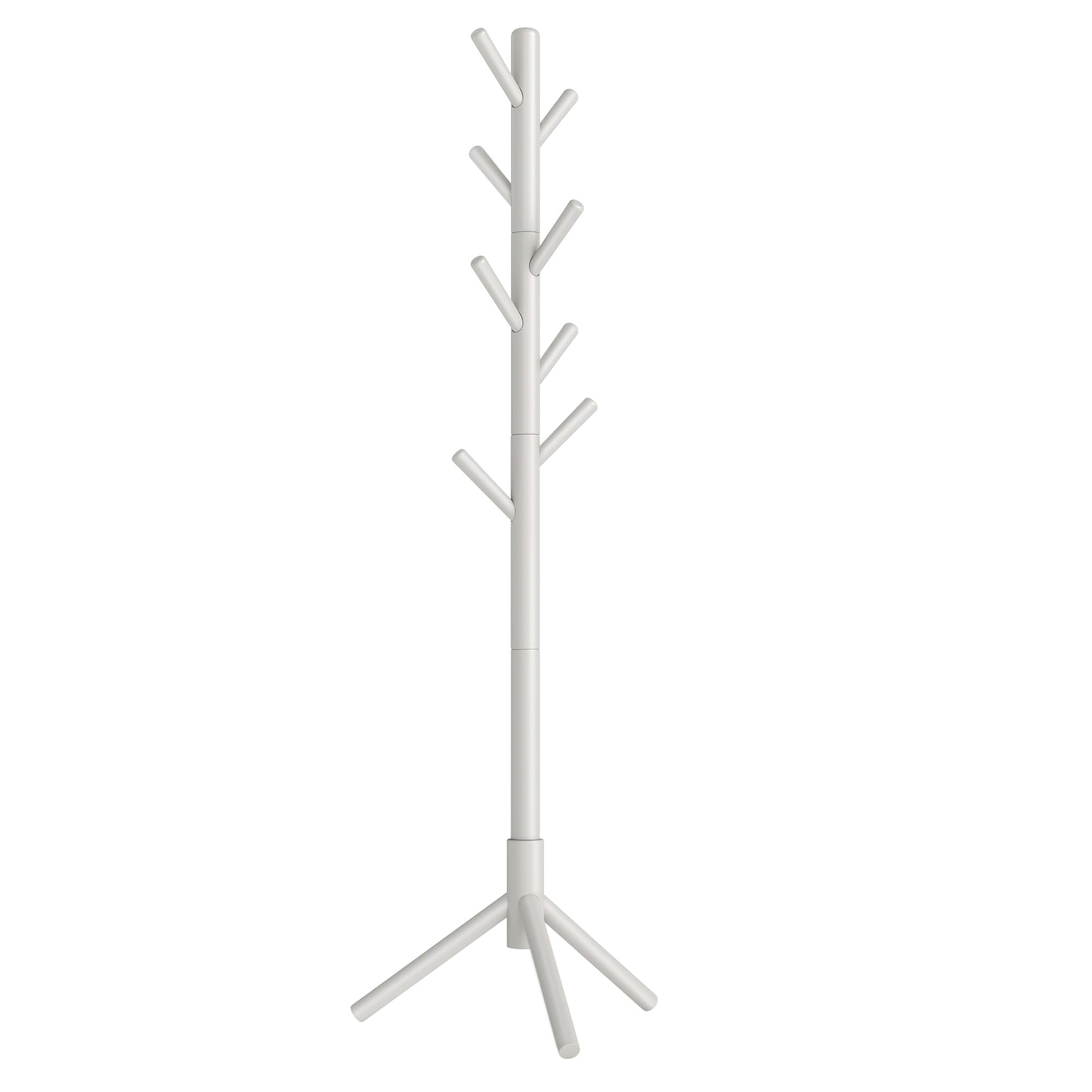 VASAGLE Solid Wood Coat Rack, Free Standing Tree-Shaped Coat Rack with 8 Hooks, 3 Height Options
