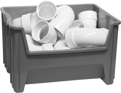 Akro-Mils 13017 Stak-N-Store Stackable Storage Bins, Heavy Duty Garage Storage Containers, Open