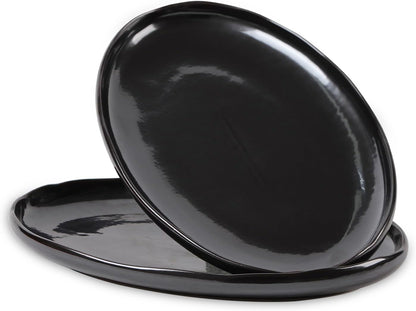 vicrays Serving Platter Ceramic Tray Plates Extra Large Oval 14.5 Inch Porcelain Dinner Plates Long