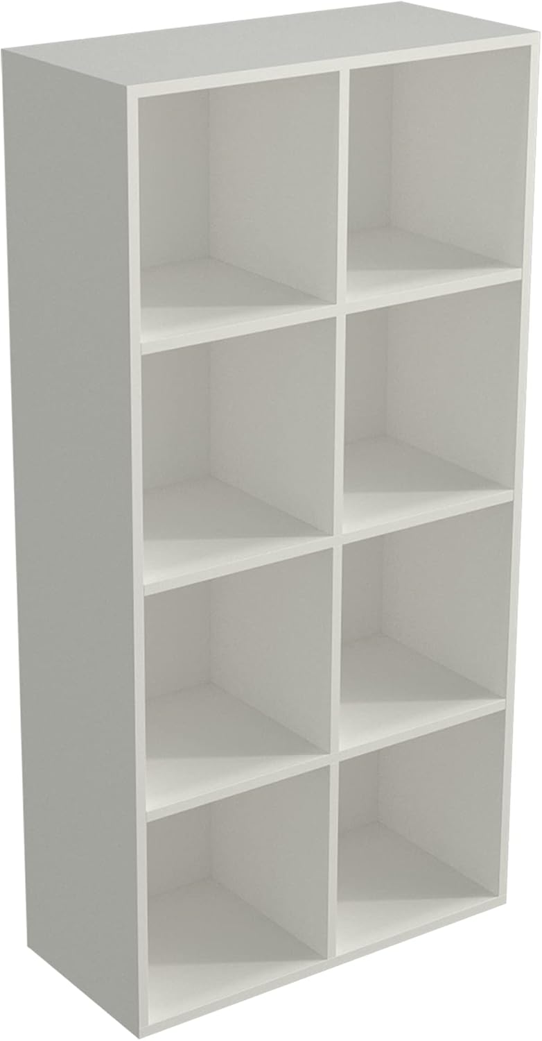 8-Cube Storage Shelf Bookcase - Wooden 4-Tier Floor Standing Open Bookshelf, Modern TV Stand up to