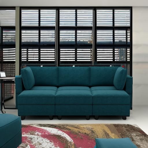 Belffin Terry Fabric Modular Sectional Sleeper Sofa Bed with Storage Convertible Sectional Couches
