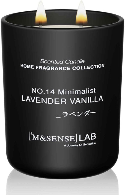 M&SENSE Natural Soy Candle| Lavender Vanilla | 16.6 oz, 95H Burn | Minimalist Scented Candle for