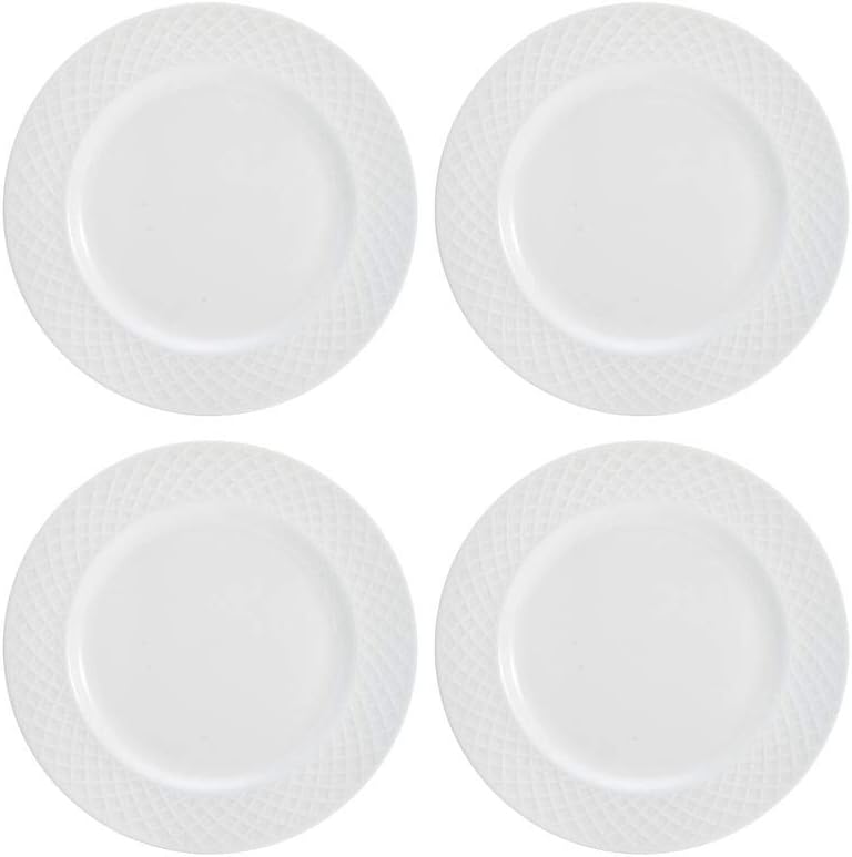 Mikasa Trellis Bone China 16-Piece Dinnerware Set, Service for 4, White Lightweight Porcelain with
