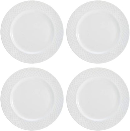 Mikasa Trellis Bone China 16-Piece Dinnerware Set, Service for 4, White Lightweight Porcelain with