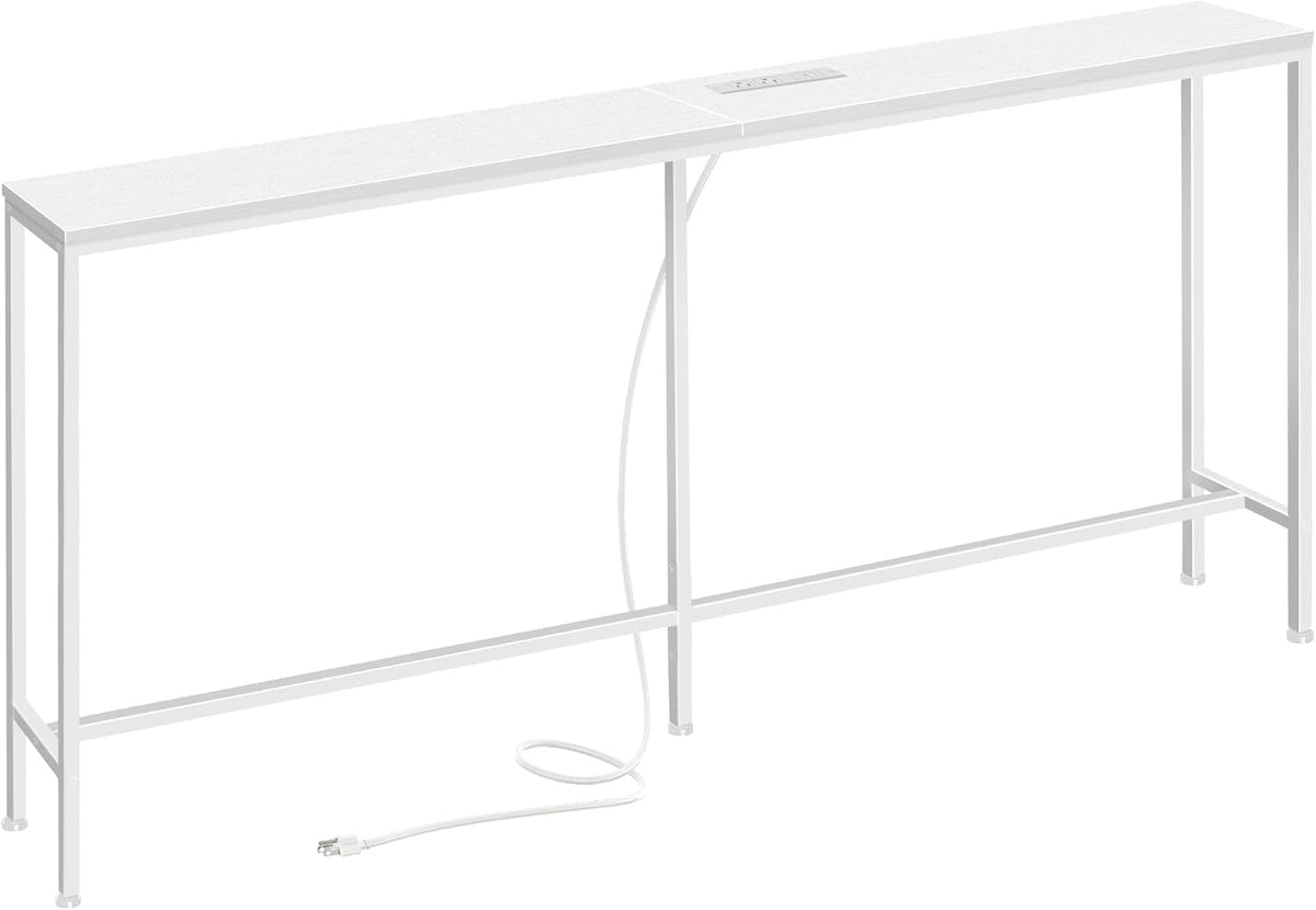 SUPERJARE 70 Inch Console Table with Outlet, Sofa Table with Charging Station, Narrow Entryway
