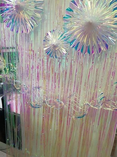 Iridescent Hanging Decorations Round Foil Decorative Folding Fans Rainbow Shine Party Ornaments for