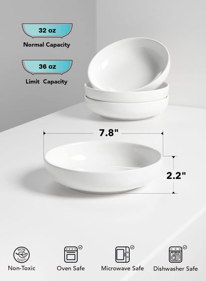 LE TAUCI Pasta Bowls 32 oz, Salad Bowls Set for Serving Soup, Pasta, Noodle, Dinner, Large Kitchen