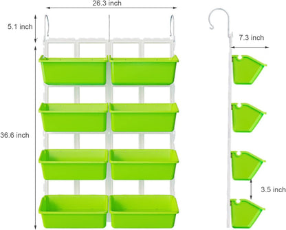 8 Pockets Vertical Planters,Wall Mounted Plastic Plant Grow Pots,Wall Pocket Planters for