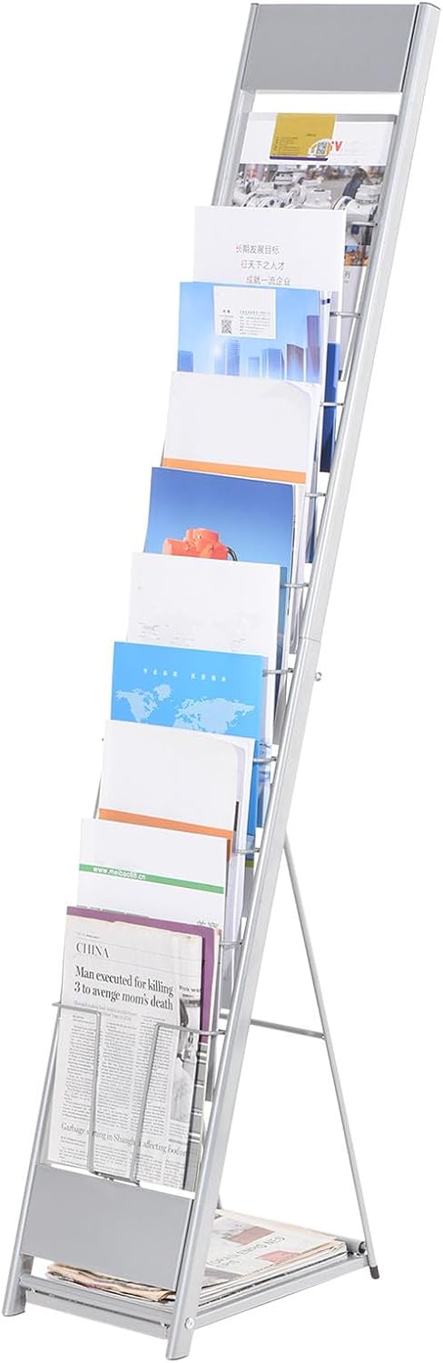 PATIKIL Detachable Magazine Display Racks Floor Standing 10 Layers Brochure Stand Catalog