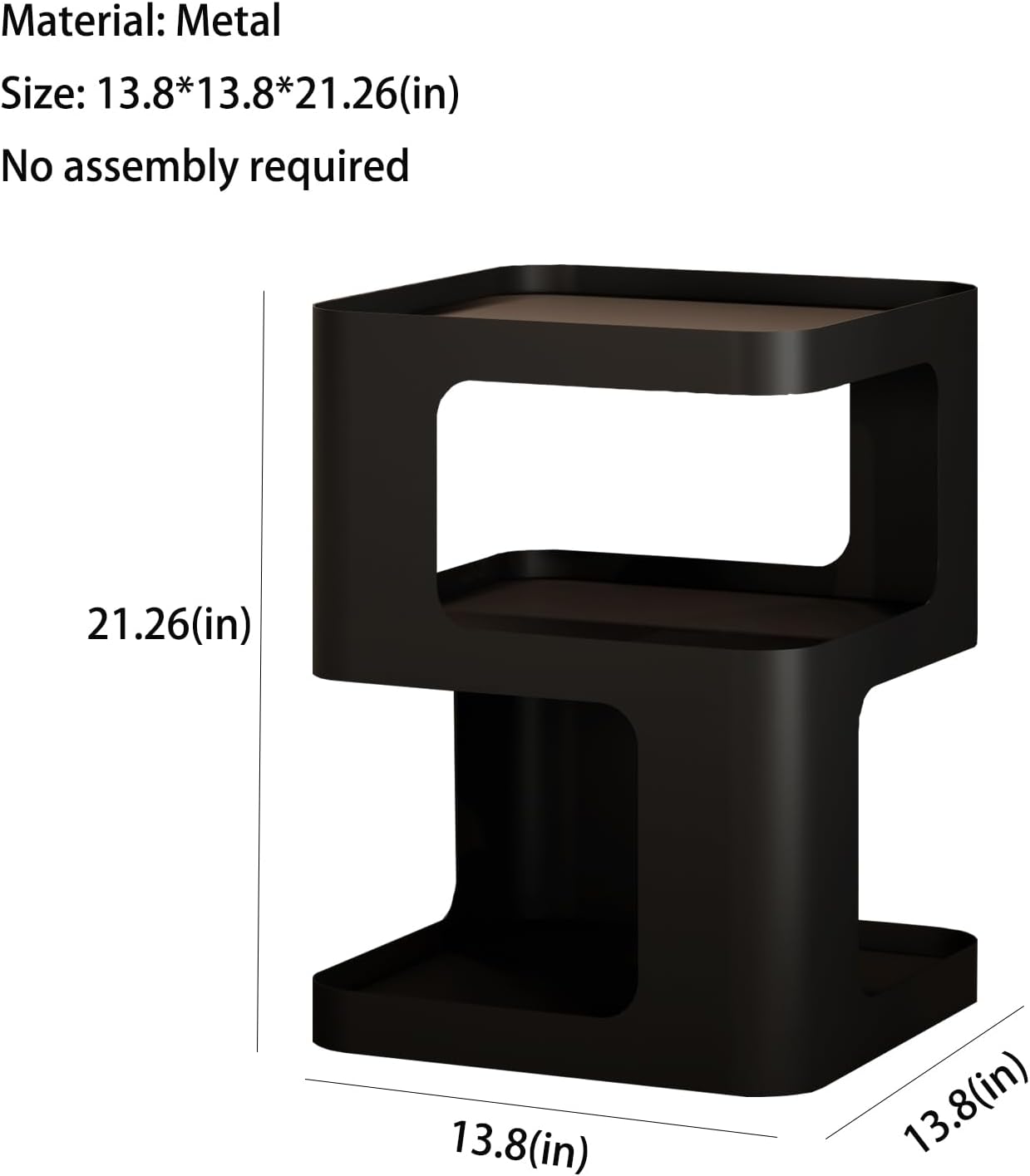 Side Table,Modern end Table,Unique nightstand,Bedside Table,Black Metal Night Stand with