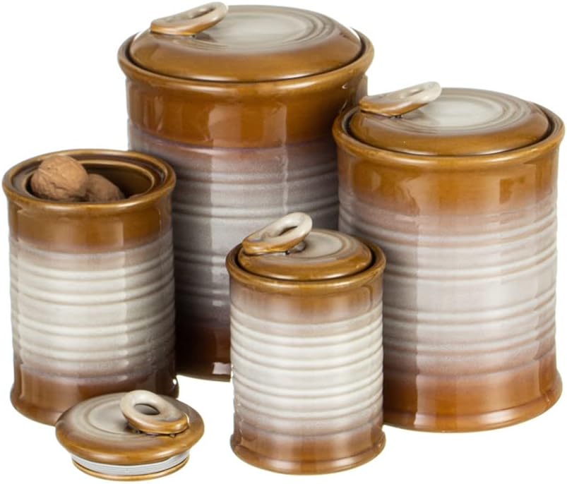 Nihow Ceramic Food Storage Jar Sets: Container with Air Tight Ceramic Lid for