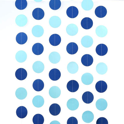WEVEN Blue Paper Garland Circle Dots Party Garland Streamer Backdrop Hanging Decorations, 2.5" in