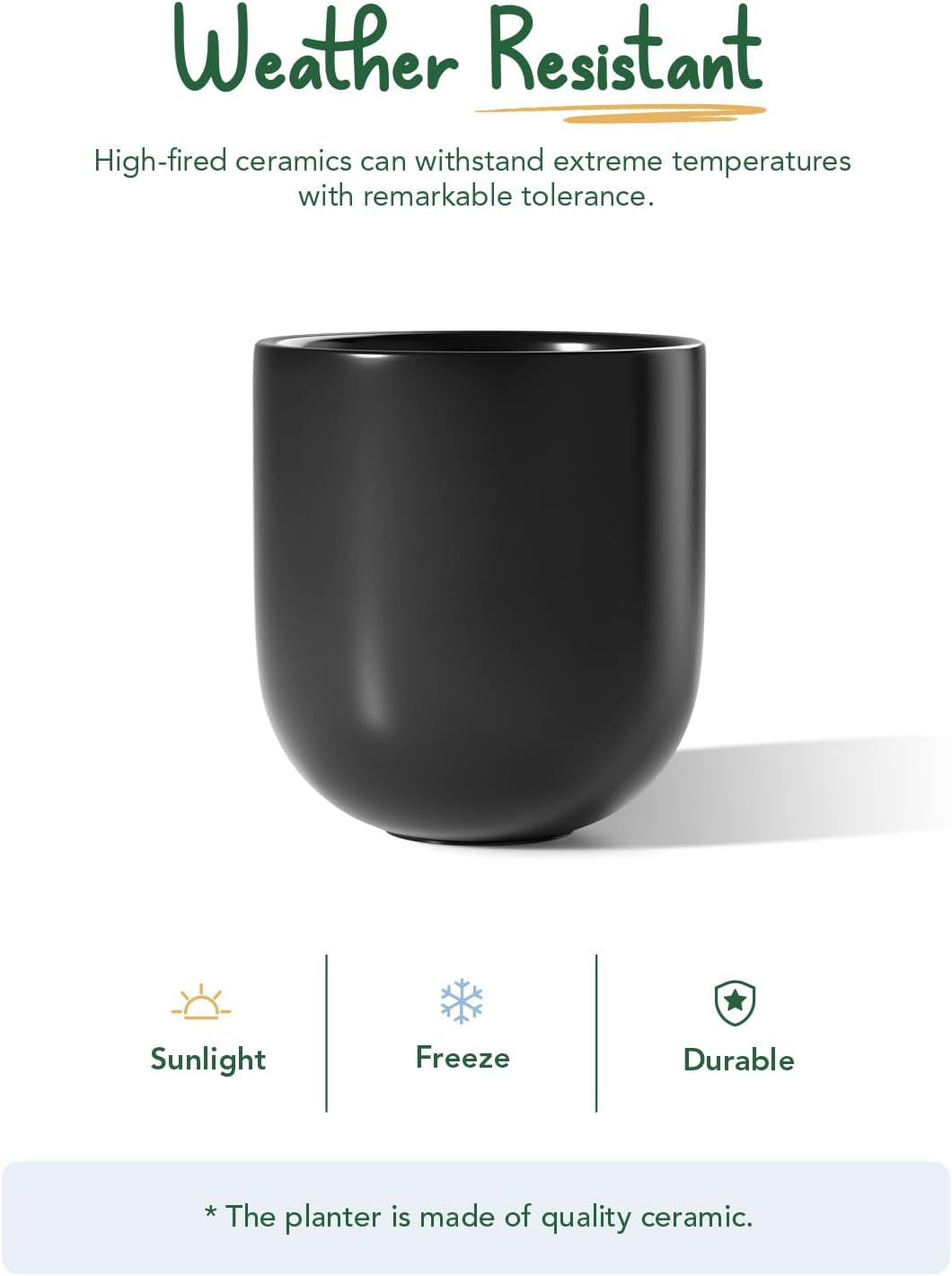 LE TAUCI 10 Inch Plant Pot, Ceramic Pots for Plants with Drainage Hole and Rubber Plug, Plant Pots