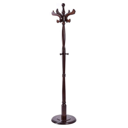 Tangkula 71" Free Standing Solid Wood Coat Hat Scarf Rack Hanger Tree Stand Home Furniture, Brown