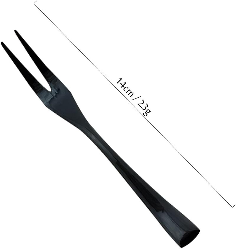 JASHII 18/10 Stainless Steel 6 Piece Mirror Polished Black Steak Fruit Fork Black Server Utensil
