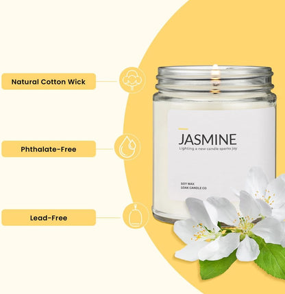 1OAK Jasmine Candle - Soy Wax Scented Candles (Jasmine) - Soy Candles for Home Scented - Long