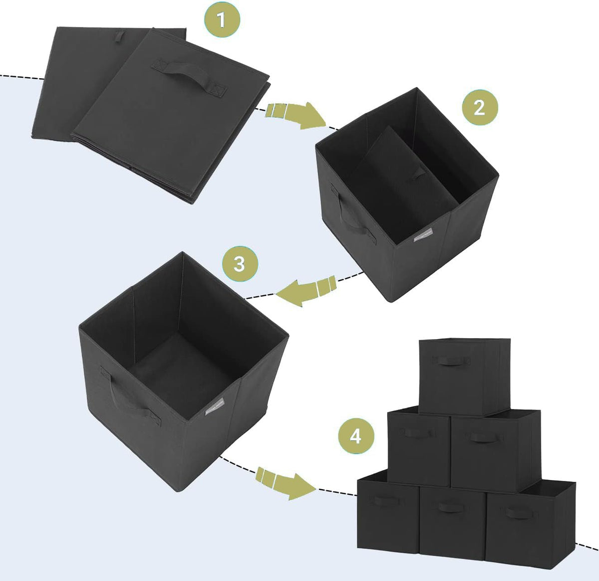 STORAGEIDEAS Storage Cubes, 11 Inch Cube Storage Bins, Set of 4, Fabric Foldable Storage Bins With