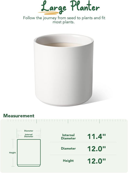 LE TAUCI 12 Inch Pot for Plants, Ceramic Large Planter for Indoor Plants, Mid-Century Modern Flower