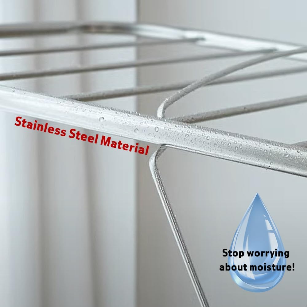 TRES BELLE 25NEW Stainless Steel Clothes Drying Rack(M)–Foldable,Lightweight,No-Slip Rods,Made in