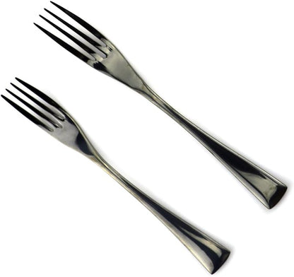 JASHII 18/10 Stainless Steel 20 Piece Mirror Polished Black Flatware Set,Dinner Knife Fork Salad