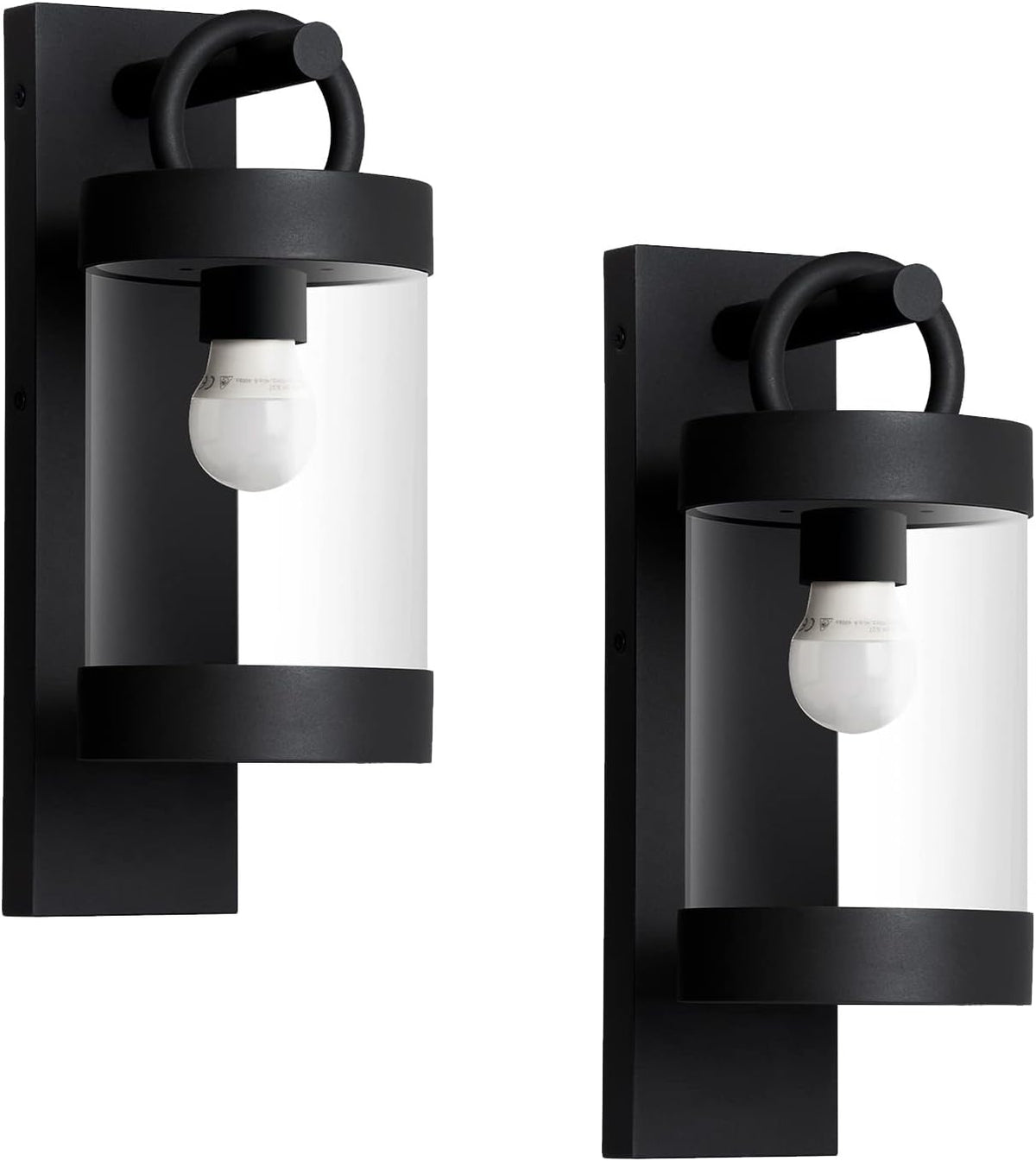 Dusk to Dawn Outdoor Wall Lighting 2 Pack Black Exterior Wall Lantern Sconce Fixture with E26 Base