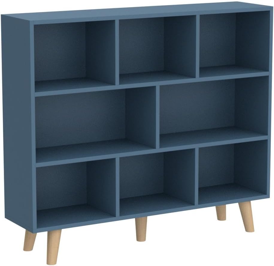 IOTXY Wooden Open Shelf Bookcase - 3-Tier Floorstanding Display Cabinet Rack with Legs, 8 Cubes