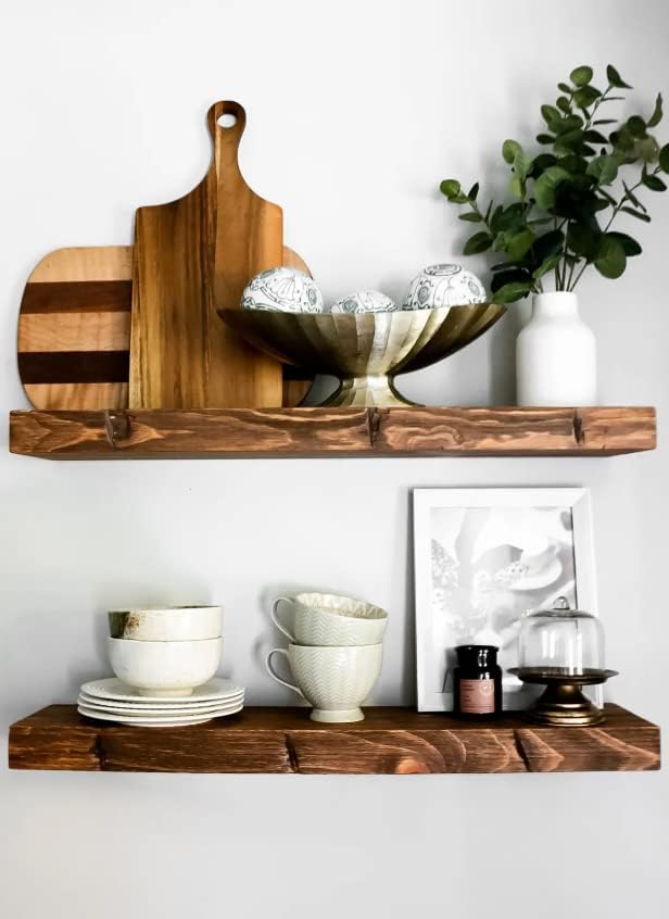 joelsantiques 30 Inch Wooden Floating Shelves for Wall - 30x9x2 in - Made of Natural Wood - Long