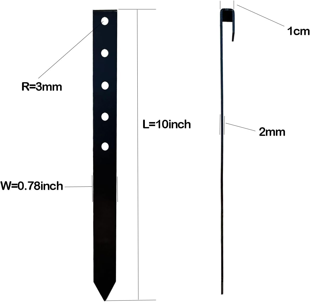 60Pcs Metal Garden Landscape Edging Stakes,Black, 10inch anchoring Stakes Landscape Anchoring