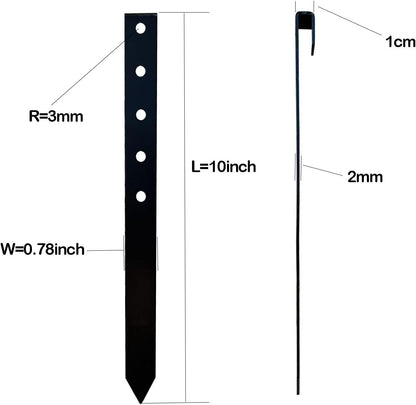 60Pcs Metal Garden Landscape Edging Stakes,Black, 10inch anchoring Stakes Landscape Anchoring