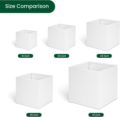 White Steel Planter Square Outdoor Planters Galvanized Steel Planter Box Indoor Metal Large