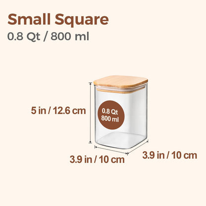 ComSaf 0.8 Qt Glass Food Storage Jars Set of 6, Clear Storage Containers with Airtight Lids, Pantry