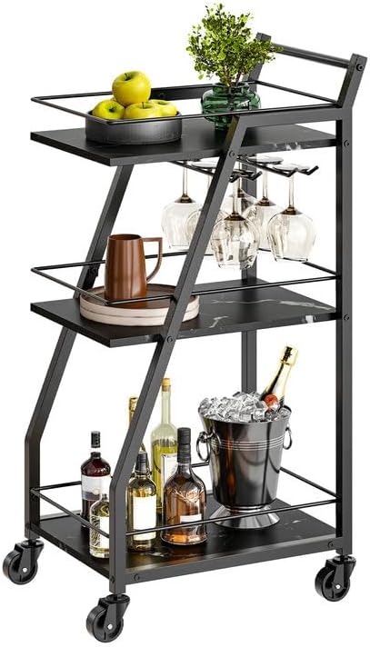 Bar Cart, Bar Cart for The Home, Small Bar Cart on Wheels, Beverage Cart, Home Bar Serving Cart