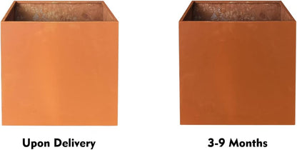 Corten Steel Planter Box Large Outdoor Planter Square Cube Planters Rustic Metal Garden Flower Pot