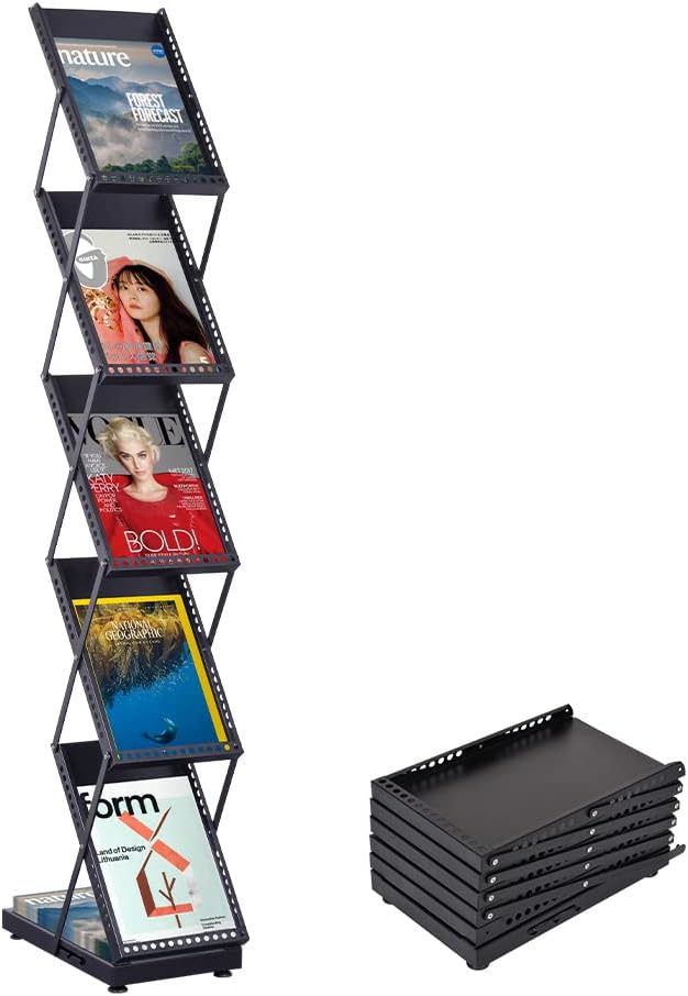 brochure display stand&Foldable Magazine Rack with 5 Pockets for Exhibition and Trade Show